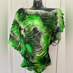 Cartise Vintage Top Sz Medium Green Multi-Layer Flashdance Grunge